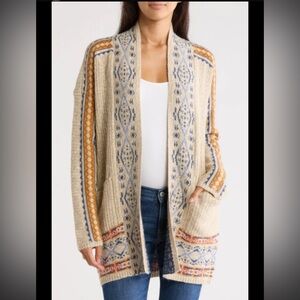 Lucky Brand -Aztec print open front cardigan